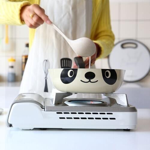20cm Japanese Style Cute Panda Printed Non-stick Frying Pan Smokeless Aluminum Small Wok for Home Kitchen