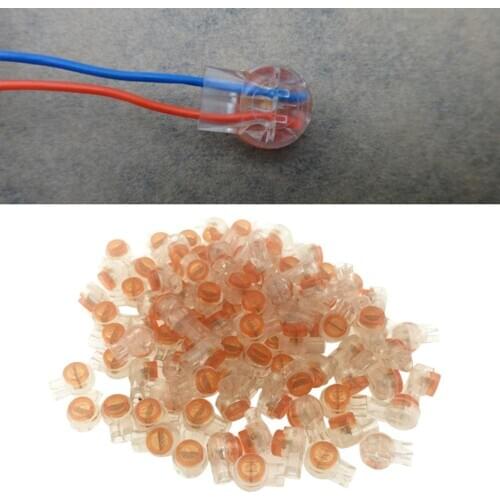 200pcs Wire Line UY2 K1 Terminal Block Connectors Scotchlok 0.4-0.7mm Butt or Telephone Cable No Grease