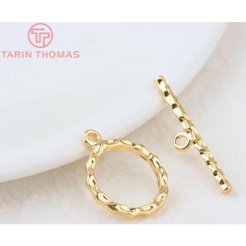 6 Sets O:15MM T:25MM 24K Gold Color Plated Brass Round Bracelet O Toggle Clasps High Quality Diy Jewelry Accessories
