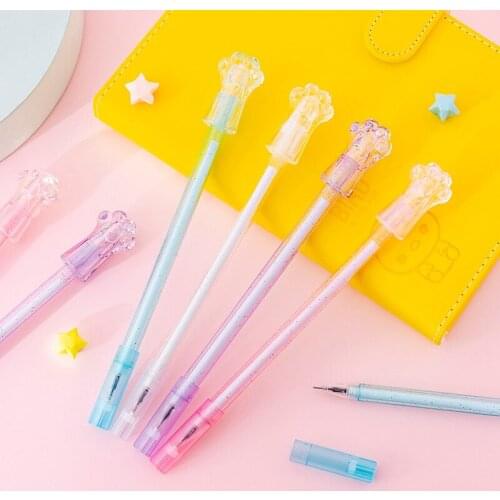 36 pcs/lot Crystal Cat claw Gel Pen Cute 0.38 mm Black Ink Signature pen office School writing Supplies Stationery gift