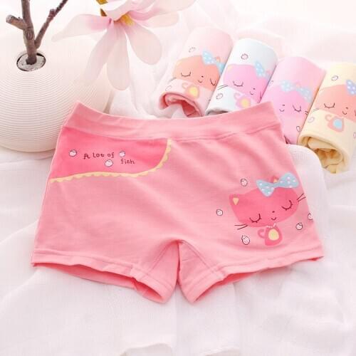 5Pcs Lot Girls Panties 2 To 12 Years Kids Underwear Cartoon Cat Bear Rabbite Designs Childrens Cotton Briefs ZL8308