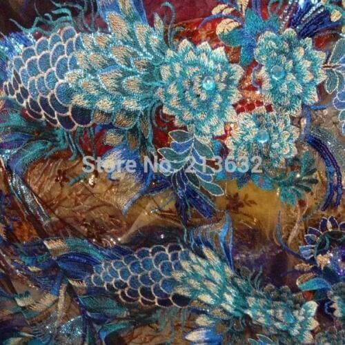 Free shipping organza Beads lace fabric wholesale and high quality African lace fabrics 6 color for wedding and clothing sewing