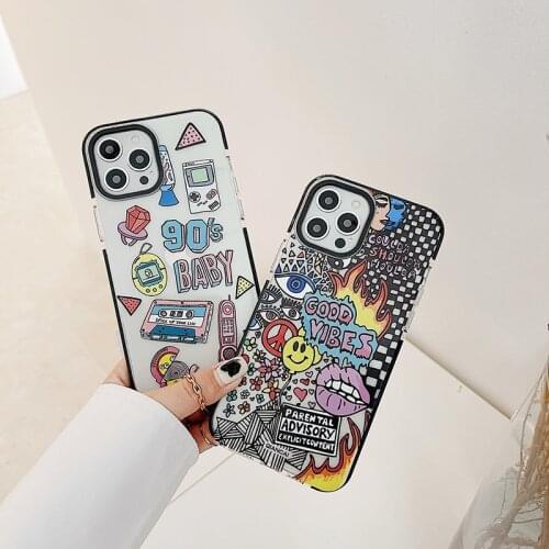 Hot sexy Girl Graffiti Vintage tape 90s soft silicone Phone Case For apple iPhone 12 Pro Max 7 8 Plus X XS XR 11Pro clear cover