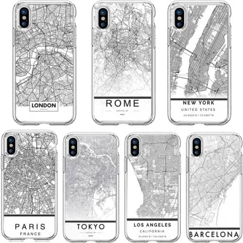 London Country Sketch City Map Phone Case Transparent soft For iphone 5 5s 5c se 6 6s 7 8 11 12 plus mini x xs xr pro max
