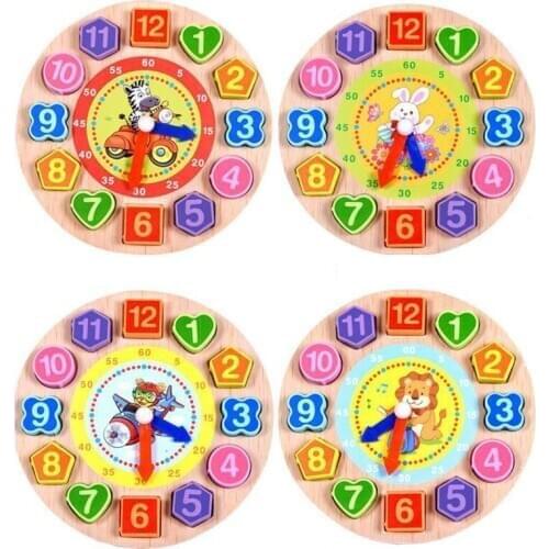 Wooden Puzzle Toys Cognitive Digital Clock Jigsaw Toys Children Threading Assembly Baby Kids Early Educational Toy Puzzles
