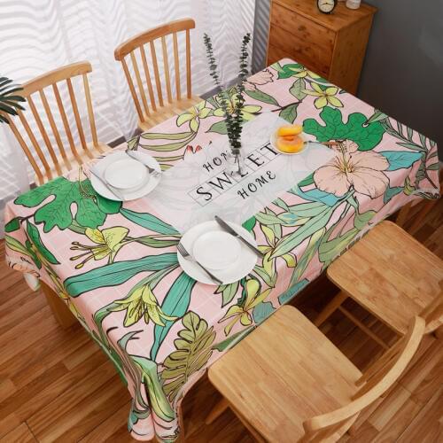 DUNXDECO Tablecloth Linen Cotton Table Cover Fabric Modern Country Style Fresh Flora Sweet Home Party Mesa Decorative Mat