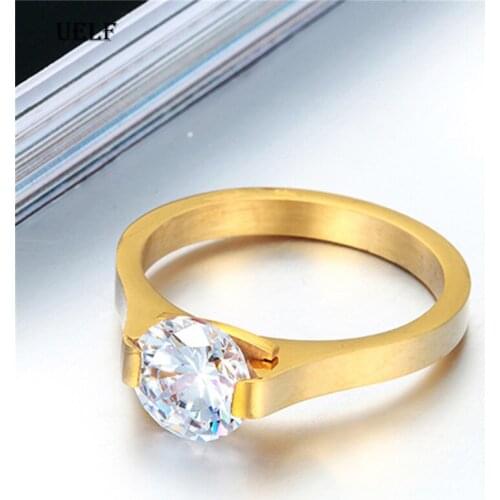 Uelf 8mm classic wedding ring for men / women rose gold / silver color stainless steel us size 6-10