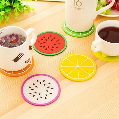 Cup Mat Pad Coaster Fruit Shape Silicone Cup Pad Slip Insulation Pad Hot Drink