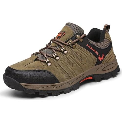 Hiking Shoes Men Nubuck Suede Leather Trekking Sneakers Waterproof Shoes Non Slip Climbing Tactical Outdoor Shoes Mountaining