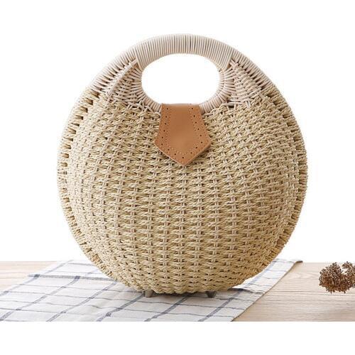 Summer Handmade Woven Bags Straw Rattan Fashion Shell Handbags Bohemian Box Key Mobine Phone Card Wallets Purses Pack New Boho