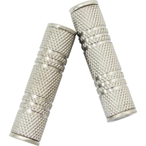 Portable Metal 3.5mm Female to 3.5mm Female Microphone Audio Cable Cord Adapters Silver Mic Parts