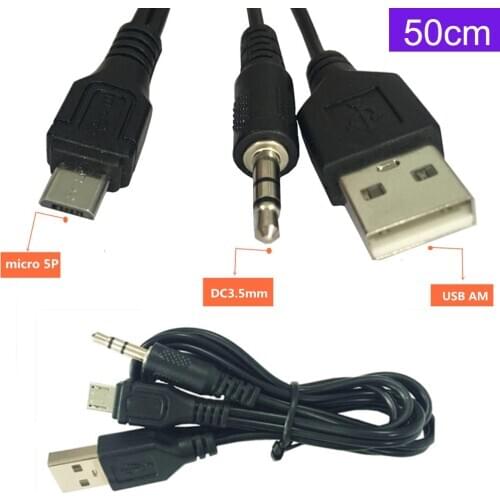 Micro 5pin to 3.5mm Jack USB Audio Cable for Android Device S7 AUX Charge Cord 0.5m