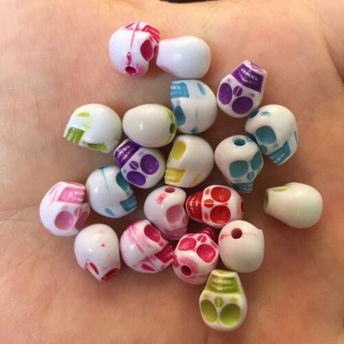 Resin Colorful Mini Skull Beads Flatback Cabochon Stone 60PCS Scrapbook DIY Decor Home Halloween Figurine Crafts OF414*2