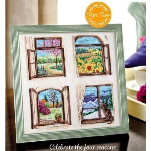 11/14/18/25/22/28 color aida Counted Cross Stitch Kit Celebrate the Four Seasons Window Season Spring Summer Autumn Winter