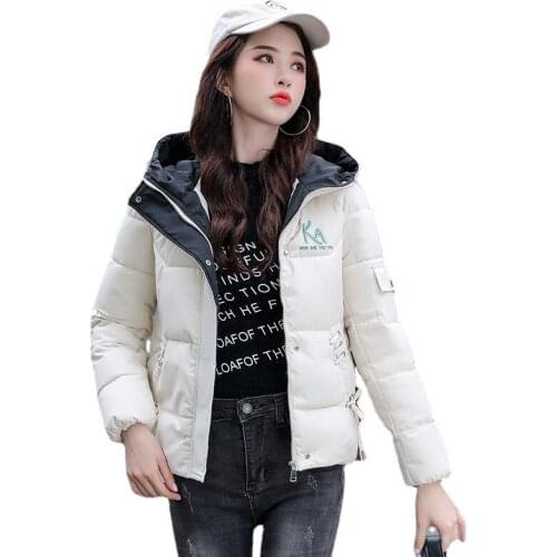 New Short Coat 2021 Winter Jackets Women Parkas Slim Down Cotton Padded Jacket embroidery Thick Warm Hooded Parka Female Outwear