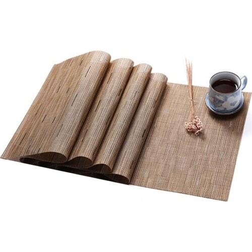 New American Insulation PVC Plain Color Table Flag Bamboo Woven Tablecloth Waterproof And Non-slip Hotel Home Decoration Mat