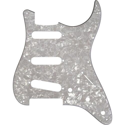 Pleroo Custom Guitar pickgaurd - For 57' 8 Screw Hole Standard St SSS Guitar pickguard Scratch Plate , 4 Ply White Pearl
