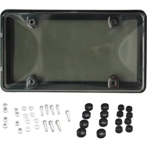 Clear Tinted Black Auto Car Vehicle License Plate Shield Cover Tag Frame