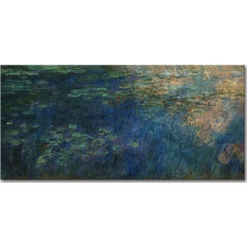 Hand Painted Reflections of Clouds on the Water-Lily Pond Claude Monet Oil Paintings On Canvas Wall Art Pictures Home Decoration