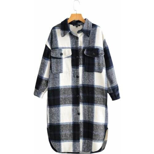 The most beautiful spring in 2021, European and American womens mid long tweed plaid coat is popular