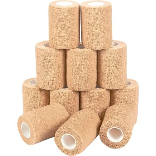12 Rolls Self Adhesive Non Woven Bandage Wrap Breathable Self Adherent Wrap for Pets - Athletic Elastic Cohesive Bandage 3 Inch