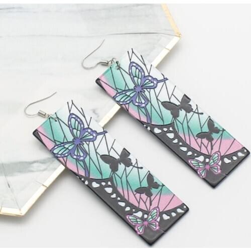 Anime Demon Shinobu Butterfly Earrings Ear Dangler Cosplay Props Accessories B36D