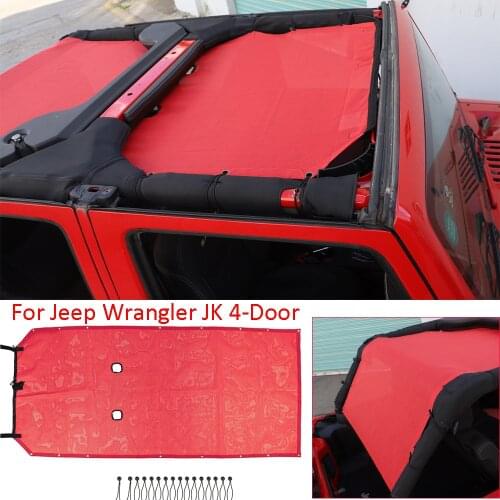 Mesh UV Sun Shade Top Insulation Net Cover Forfor Jeep Wrangler JK 2007-2017 4-Door