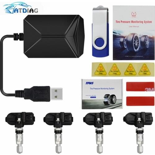 Android TPMS for Car Radio DVD Player Tire Pressure Monitoring System Spare Tyre Internal External Sensor USB TMPS