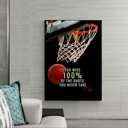 Sport Basketball Inspirational Words Canvas Painting Motivational Posters and Prints Wall Art Picture for Living Room Decor