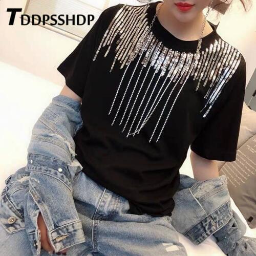 TDDPSSHDP Women's T-shirts With Sequins