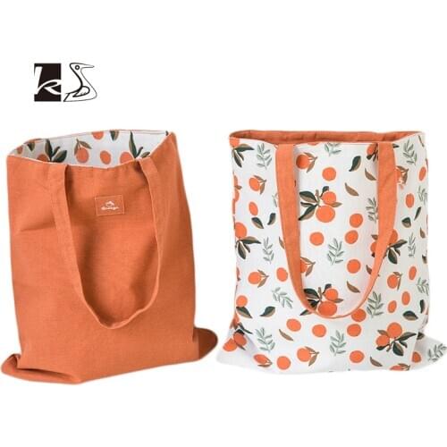 Fresh style cloth double-sided handbag cotton and linen pocket handbag shopping bag storage bag sundry bag fruit bag shopper bag