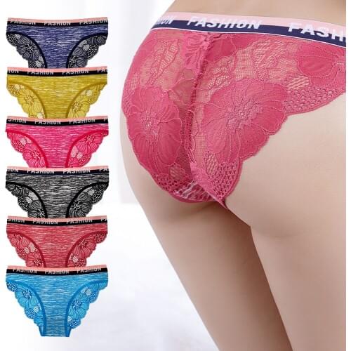 LOBBPAJA Lot 6 PCS Ladies Pantites Cotton Underwear Women Sexy Lace Hips Low Rise Fashion Briefs Underpants Knickers Lingerie