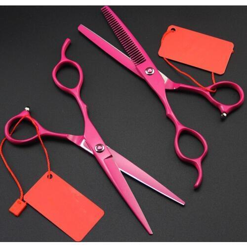 High quality Left handed 6 inch ROSE cut hair scissors set haircut thinning shears cutting barber tools hairdressing scissors