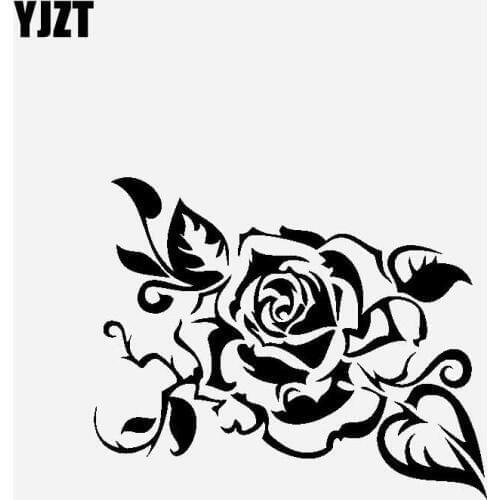 YJZT 16.7CM*13.7CM Creative Decoration Of Roses Car Sticker Vinyl Decal Black/Silver C23-0459