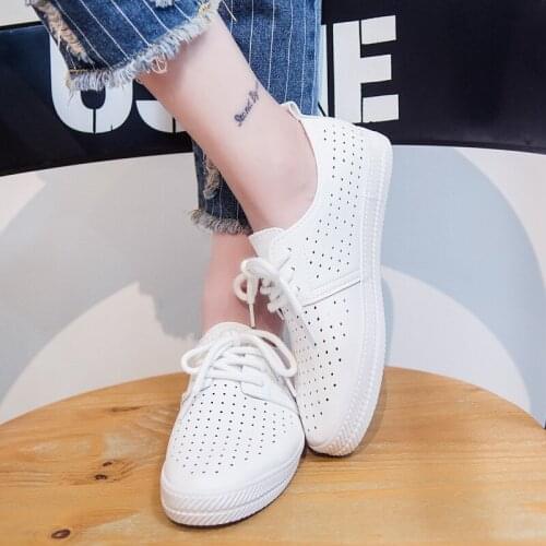 Womens Vulcanized Shoes Flats Cut Out PU Leather Oxfords Flats Shoes Ladies Breathable Walking Sneaker Ballet Loafersshz6