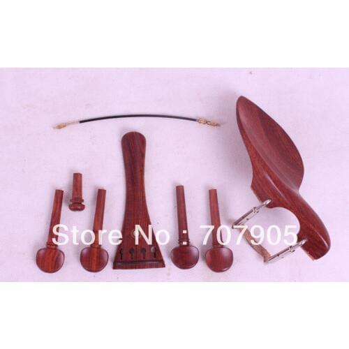1 set 4/4 violin parts rose wood,peg chinrest tailpiece tail gut endpin #W6