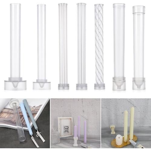 1PC Plastic Long Pole Stripe Candle Mold Soap Making Match Large Cylinder Rib Clay Tools Church Party Handmade DIY Craft
