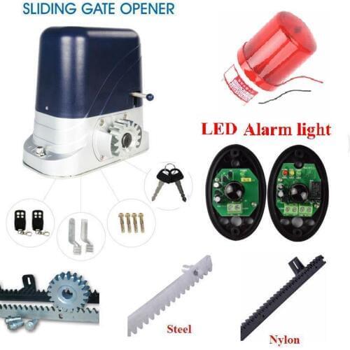 110V/220V 800kgs Electric Gate Motor 2 remote control sliding gate opener 4m 5m 6m racks 1 photocell 1 lamp