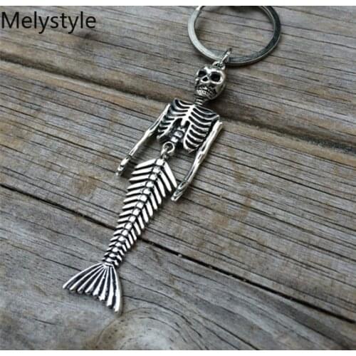 2019 Halloween-Toys Decoration Pendant Teeth-Skeleton-skull Keychain Beautiful Mermaid-tail key chains key-rings Holiday Gift Ki