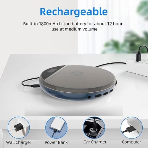 2021 HOTT portable CD player with LCD headphone jack non-slip and shock-proof protection compact music CD walkman player CD 609
