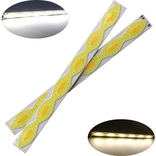 204mm 18mm 12v led cob chip strip bar light lamp source double color yellow cold white led cob bulb for diy auto running light