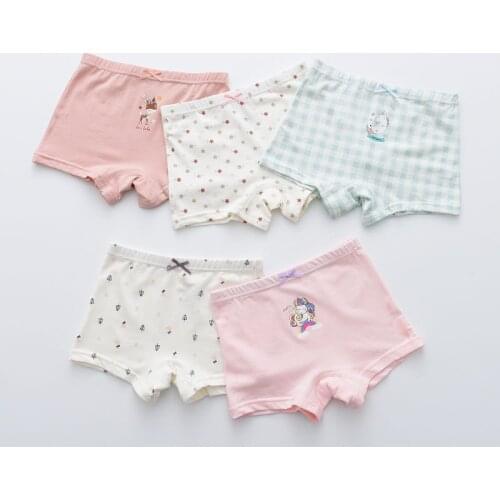 5Pcs/lot Girls Cotton Boxer Briefs Girl Panties Girls Boxer Shorts Childrens Panties Kids Underwear For 2-14 Years GU268