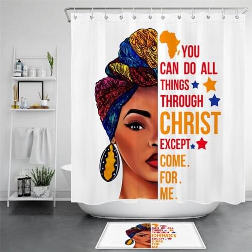 African American Woman with Quotes Shower Curtain Black Girl Tribal Woman Shower Curtain Black Girl Shower Curtains