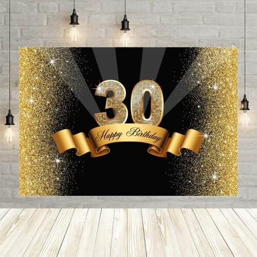 Avezano Happy 30th 40 50th 60 Birthday Party Backdrop For Photography Gliiter Gold Dot Bokeh Background Photophone Photo Studio