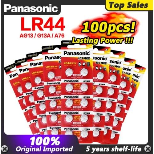 Panasonic 100pcs 1.5V Button Cell Battery lr44 Lithium Coin Batteries A76 AG13 G13A LR44 LR1154 357A SR44 100% Original