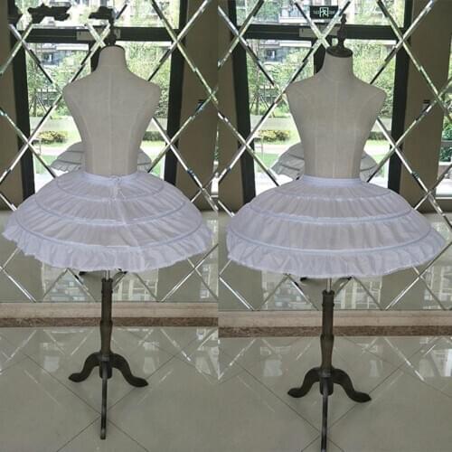 White 3 Hoops Wedding Petticoats for Short Dress Ballet Skirt Girls Crinoline Elastic Waist Underskirt Jupon Court