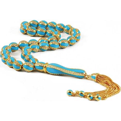 Turquoise Cabochons Zircon Cubic Zirconia 925 K Silver Prayer Beads