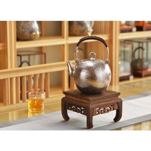 Silver pot 999 sterling silver handmade tea set Japanese retro teapot kettle home tea ceremony Kungfu tea set 700ml