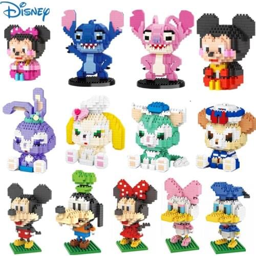 Disney Mickey Mouse Stitch Blocks Brick Toy building Mini Blocks Cartoon Characters Teaching Units Childrens Compatible Joy