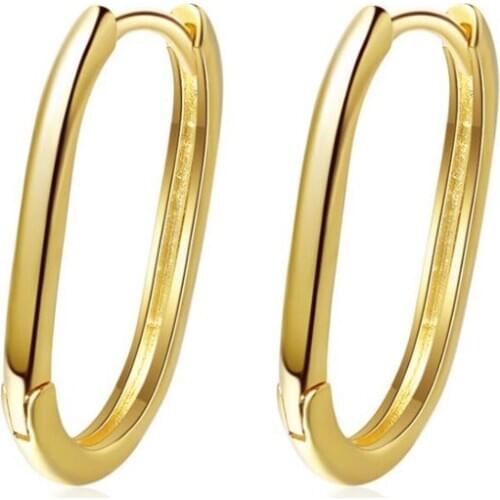 Personality Gold Geometric Earrings For Women Jewelry Fashion 925 Silver Hoop Earring Female Party Accessories Gold Earring
